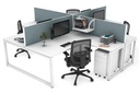 Quadro Loop Legs 4 Person Corner Workstation [1400L x 1800W with Cable Scallop]