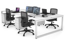 Quadro Loop Legs 4 Person Office Workstation [1200L x 800W with Cable Scallop]