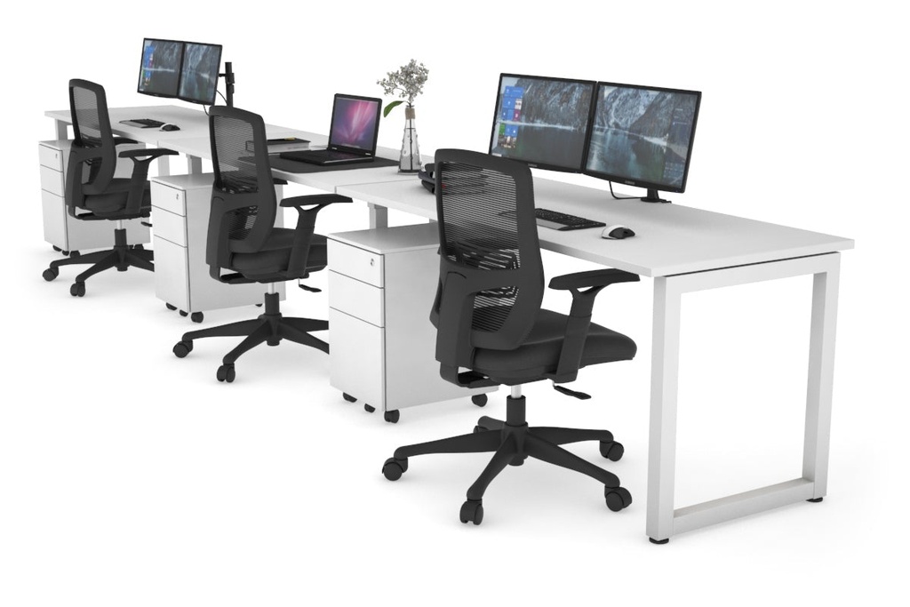 [NONE,QDLR3147.W.WT|0,1299()] Quadro Loop Legs 3 Person Run Office Workstation [1400L x 700W]