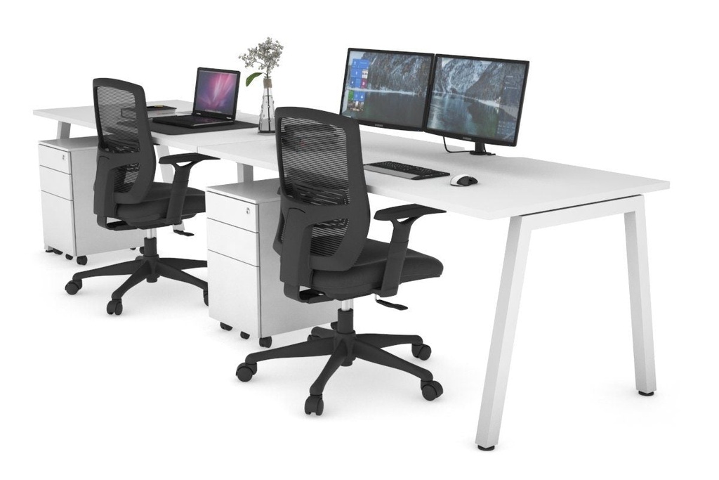 [NONE,QDPR2188.W.WT|0,616()] Quadro 2 Person Run Office Workstation [1800L x 800W with Cable Scallop]