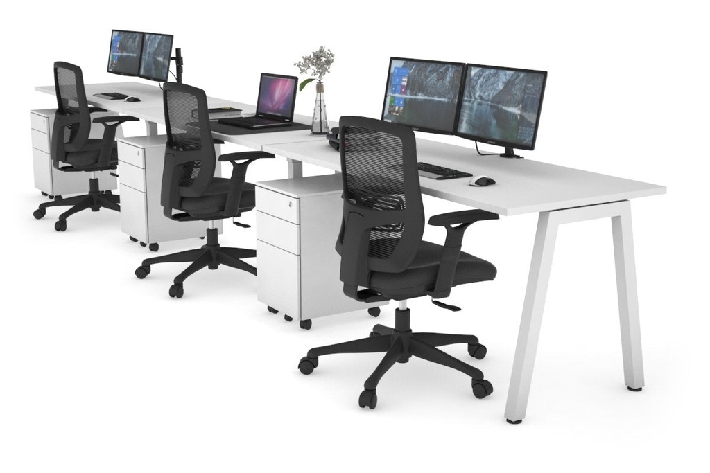 [NONE,QDPR3127.W.WT|0,792()] Quadro 3 Person Run Office Workstation [1200L x 700W]