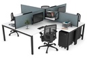 Quadro Square Legs 4 Person Corner Workstation [1600L x 1800W with Cable Scallop]