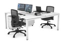 Quadro Square Legs 2 Person Office Workstation [1400L x 800W with Cable Scallop]