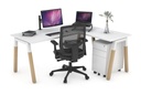 Quadro A Legs - L Shaped Corner Office Desk - Wood Legs Cross Beam [1800L x 1700W]