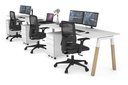 Quadro A Legs 3 Person Run Office Workstation - Wood Legs Cross Beam [1600L x 700W]