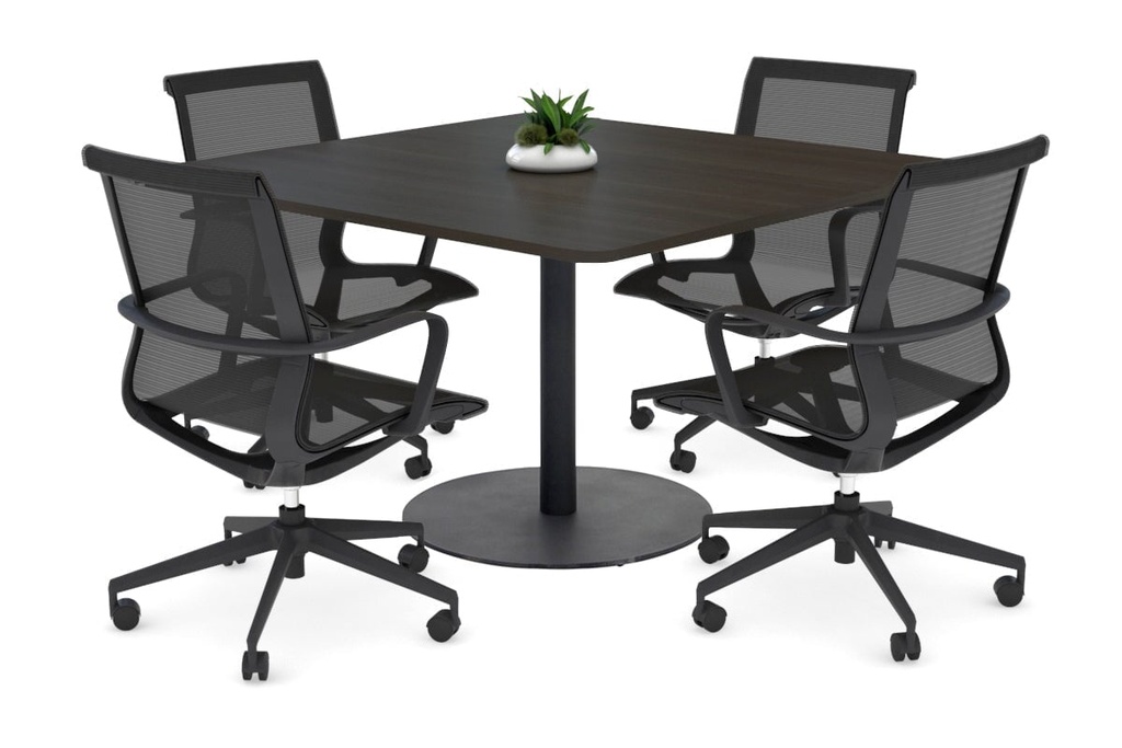 Sapphire Disc Base Boardroom Rectangle Table - Rounded Corners [1100L x 1100W with Rounded Corners]