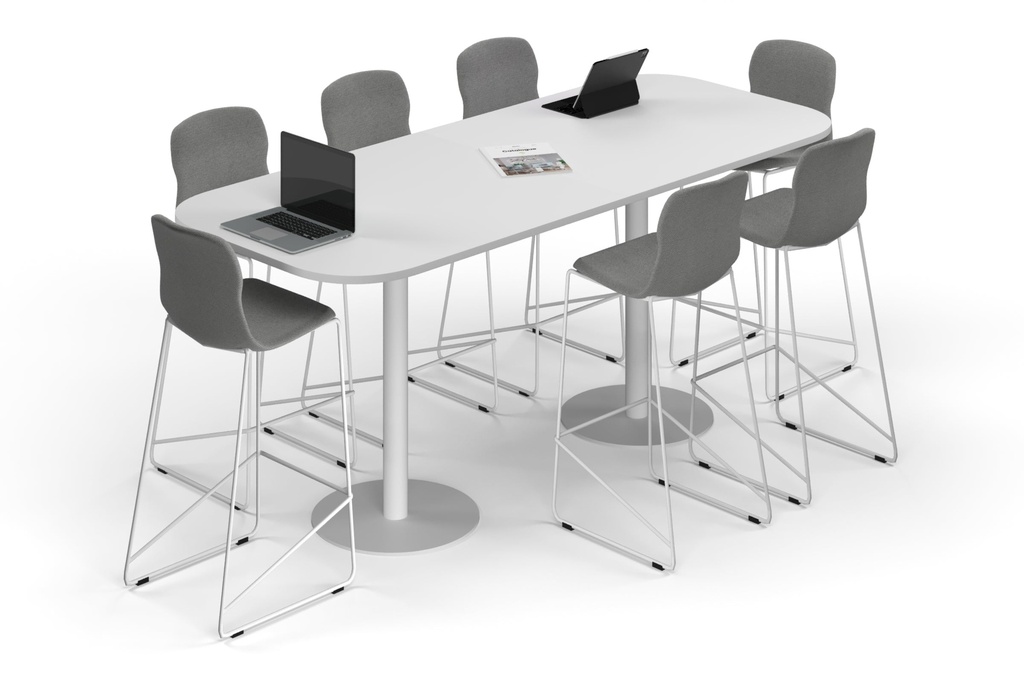 [NONE,SPCW2410.R.WT|0,824()] Sapphire Disc Base Counter Table - Large Rounded Corners [2400L x 1000W with Large Rounded Corners]