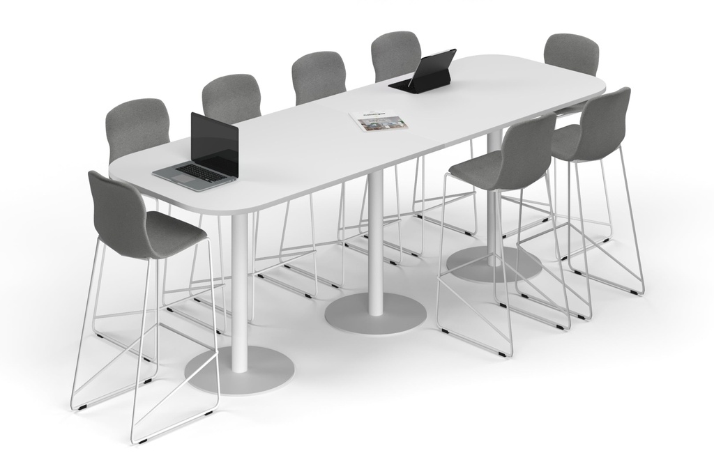 Sapphire Disc Base Counter Table - Large Rounded Corners [3000L x 1000W with Large Rounded Corners]