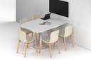 Sapphire Disc Base Half Meeting Table - Large Rounded Corners [1500L x 1000W with Large Rounded Corners]