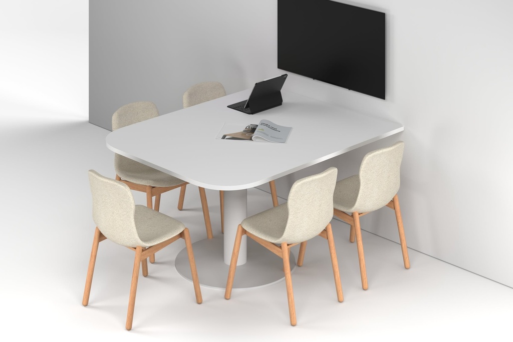 Sapphire Disc Base Half Meeting Table - Large Rounded Corners [1500L x 1200W with Large Rounded Corners]
