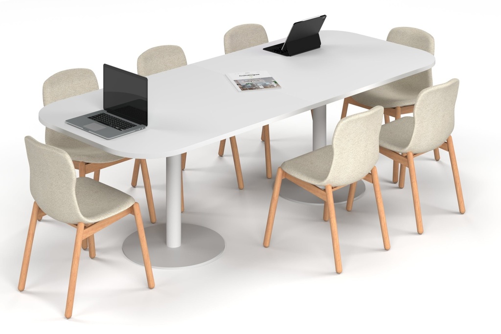 Sapphire Disc Base Boardroom Table - Large Rounded Corners [2400L x 1000W with Large Rounded Corners]