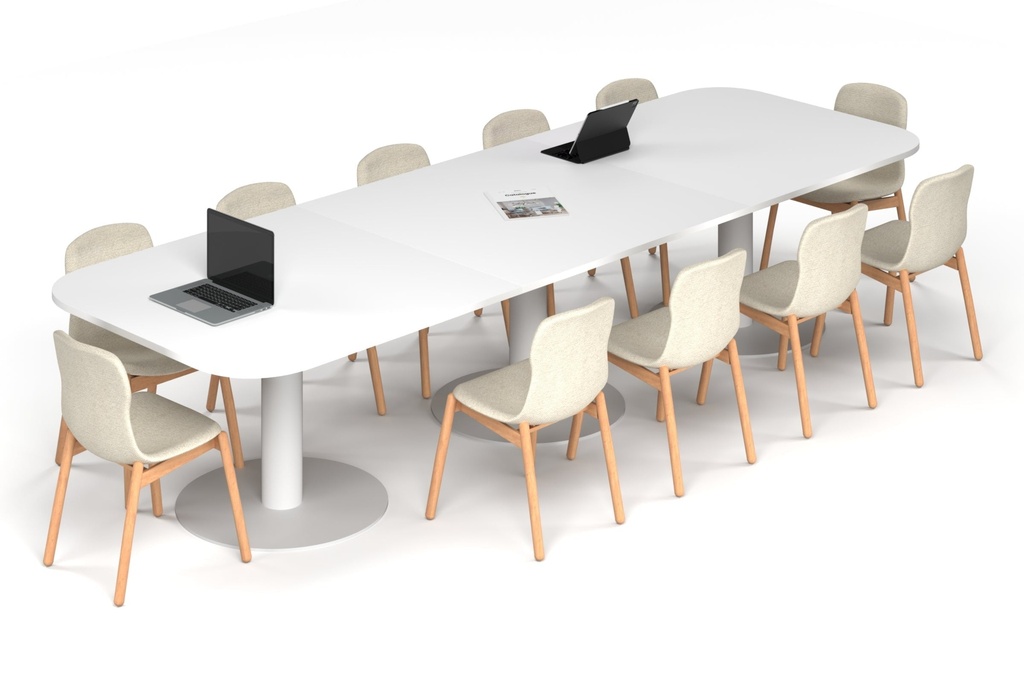 Sapphire Disc Base Boardroom Table - Large Rounded Corners [3600L x 1200W with Large Rounded Corners]