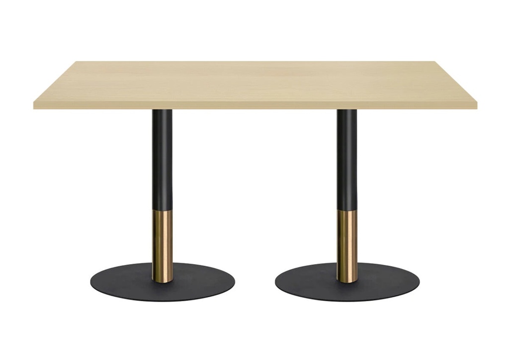 Rivoli Cafe Table - Black/Rose Gold - Black Disc Base [1200L x 700W]