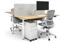Flexi Premium Height Adjustable 2 Person H-Bench Workstation - White Frame [1200L x 800W with Cable Scallop]