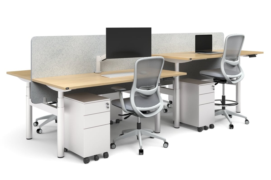 [PRHW4147PT-V2,NONE,NONE|4032,0,0()] Flexi Premium Height Adjustable 4 Person H-Bench Workstation - White Frame [1400L x 700W]