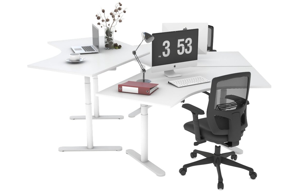[PRW3121207WT-V2,NONE|3261,0()] Flexi Premium Sit Stand 3 Person 120 Degree Workstation