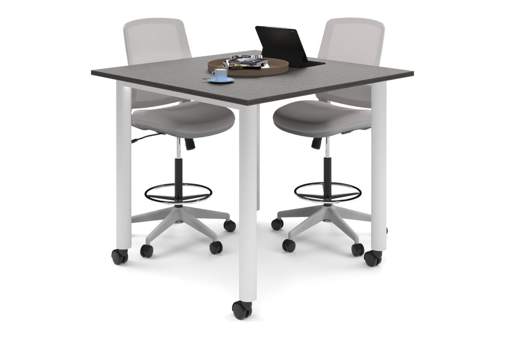 Quadro Cylinder Legs Mobile Large Counter Table [1200L x 1200W]