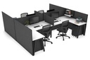 Quadro A Legs 4 Person Corner Workstation - H Configuration - Black Frame [1400L x 1800W with Cable Scallop]