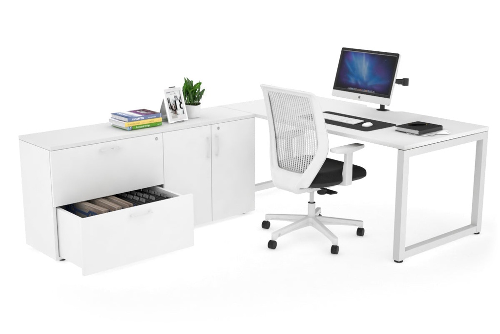 [QDL1608.W.WT,NONE,US0716BPT|538,0,525()] Quadro Loop Executive Setting - White Frame [1600L x 800W with Cable Scallop]