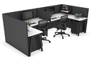 Quadro A Legs 2 Person Corner Workstation - U Configuration - Black Frame [1600L x 1800W with Cable Scallop]