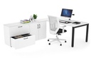 Quadro Square Executive Setting - Black Frame [1600L x 800W with Cable Scallop]