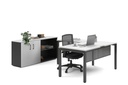 Quadro Square Legs L-Shaped Executive Setting - Black Legs [1600L x 1800W with Cable Scallop]