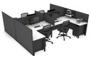 Quadro Square Legs 4 Person Corner Workstation - H Configuration - Black Frame [1800L x 1800W with Cable Scallop]