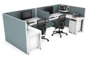 Quadro Square Legs 2 Person Corner Workstation - U Configuration - White Frame [1400L x 1800W with Cable Scallop]
