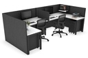 Quadro Square Legs 2 Person Corner Workstation - U Configuration - Black Frame [1600L x 1800W with Cable Scallop]
