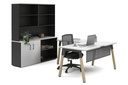 Quadro A Legs L-Shaped Executive Setting - Wood Legs Black Cross Beam [1600L x 1700W]