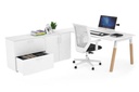 Quadro A Legs Executive Setting - Wood Legs White Cross Beam [1800L x 700W]