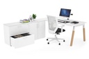 Quadro A Legs Executive Setting - Wood Legs White Cross Beam [1800L x 800W with Cable Scallop]