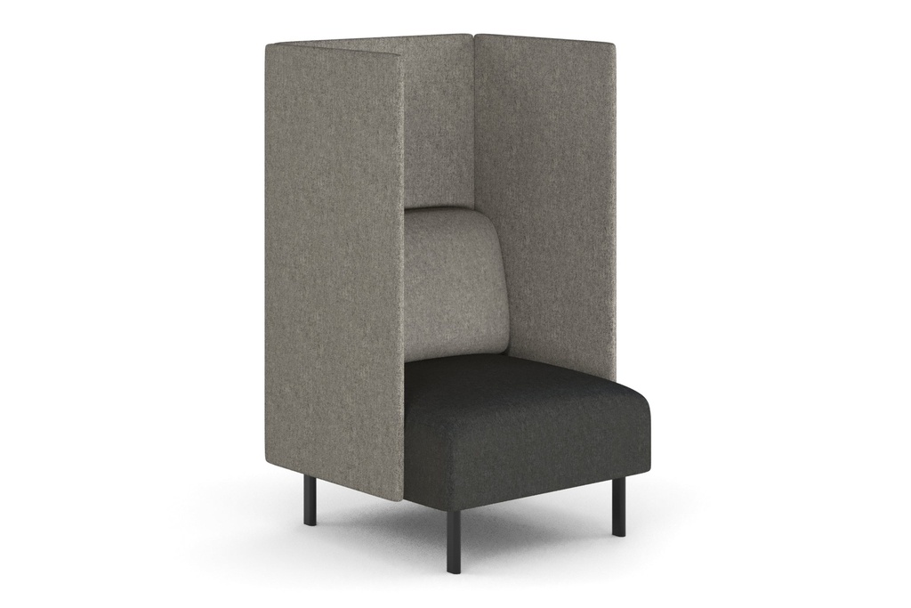 [SONA-1HS-LG|1145()] Sona Modular Privacy Sofa Single Seater Lounge - High Back with Sides