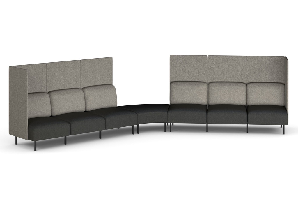 Sona Modular Privacy Sofa 7 Seater Angle Lounge - High Back with Sides