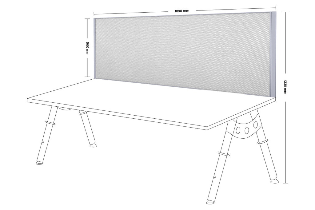 [SS5018CY|116(PD0003SB|34)] Clearance Desk Mounted Privacy Screen with Clamp Bracket - Silver Frame