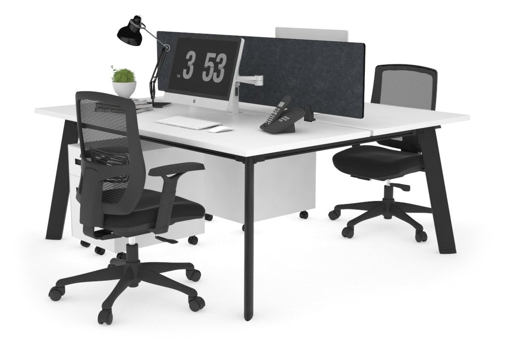 [STBP212PT,NONE|886,0()] Switch - 2 Person Workstation Black Frame [1200L x 800W with Cable Scallop]
