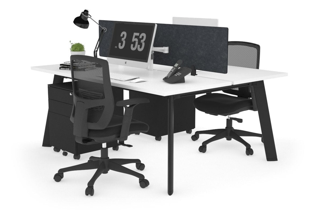 [STBP2147PT,NONE|910,0()] Switch - 2 Person Workstation Black Frame [1400L x 700W]