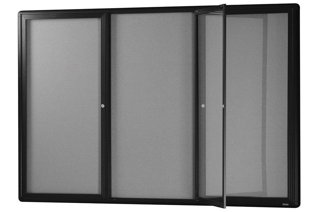 [VCBN-HDC-1812BL|1487()] Grey Pinnable Notice Board Hinged Door Black Frame