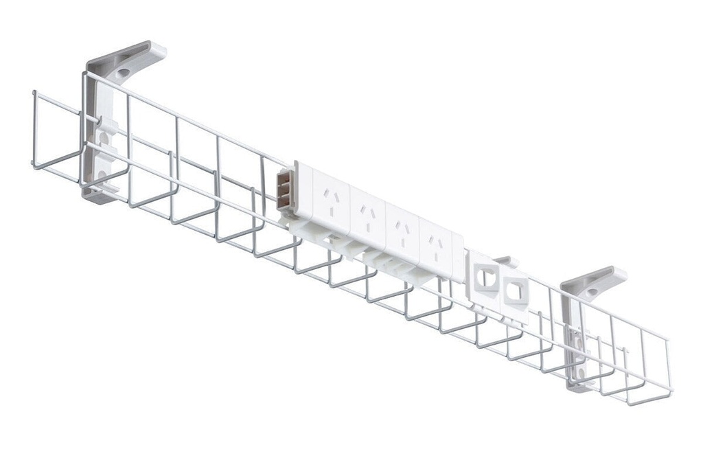 DPG Cable Management Basket Single Metal+Tray Include 4 Power 2 Data [1550W x 105H]