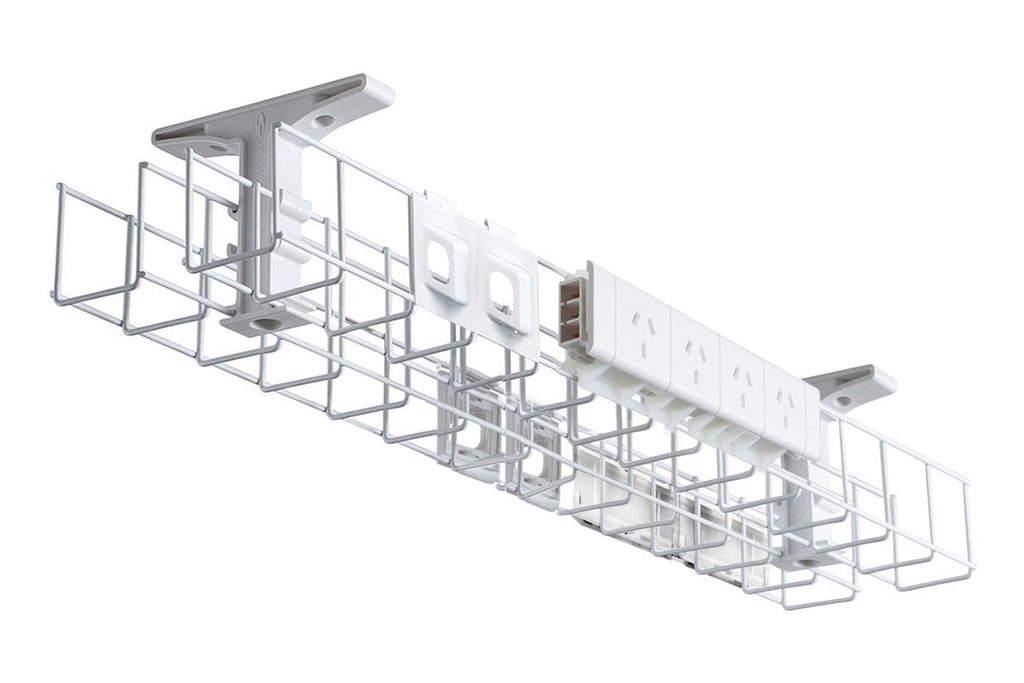 [WGT21250WT-CMS,NONE,NONE|217,0,0()] CMS Cable Management Basket Back to Back Metal+Tray Include 2 x 4 Power 4 Data [1250W x 105H]