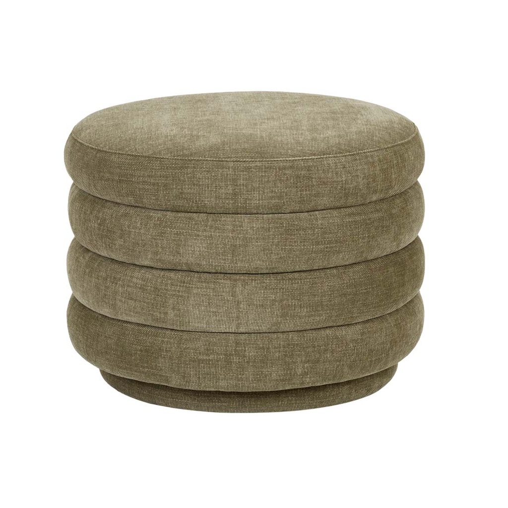 [KENNEDY-RIBBED-MEDIUM-ROUND-OTTOMAN-COPELAND-OLIVE-OTT-KEN-RIB-RD-MD] Kennedy Ribbed Medium Round Ottoman - Copeland Olive