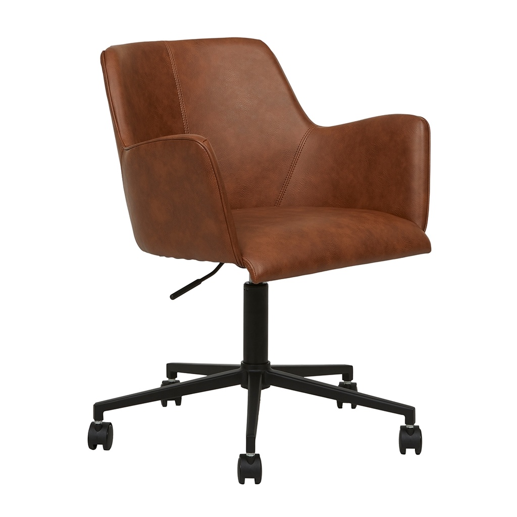 [LENNOX-OFFICE-CHAIR-VINTAGE-TAN-PU-BLACK-METAL-CH-LENN-PL-OFF-BLACK-METAL] Lennox Office Chair - VINTAGE TAN PU - Black Metal