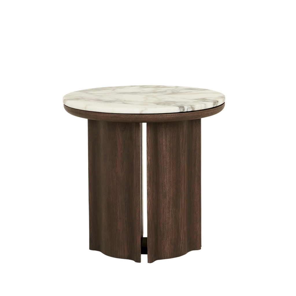 [LEON-MARBLE-SIDE-TABLE-MATT-OCEAN-MARBLE-TOBACCO-ASH-LTO-LEON-MAR-X-TOBACCO-ASH] Leon Marble Side Table - Matt Ocean Marble - Tobacco Ash