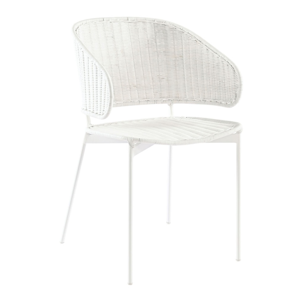 [LILY-DINING-ARMCHAIR-WHITE-RATTAN-WHITE-CH-LILY-ARM-WHITE] Lily Dining Armchair - White Rattan - White