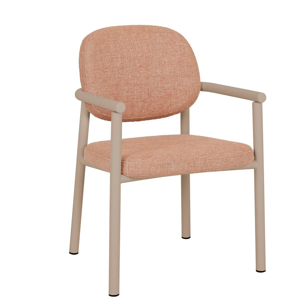 [LORI-METAL-FRAME-DINING-ARMCHAIR-PEACH-MATT-CASHMERE-CH-LORI-MET-ARM-MATT-CASHMERE] Lori Metal Frame Dining Armchair - Peach - Matt Cashmere