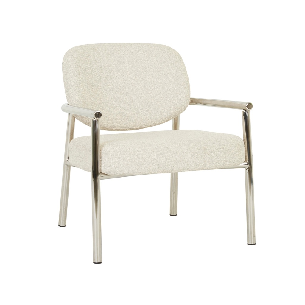 [LORI-METAL-OCCASIONAL-CHAIR-BRIOCHE-BOUCLE-CHROME-CH-LORI-MET-OCC-CHROME] Lori Metal Occasional Chair - Brioche Boucle - Chrome