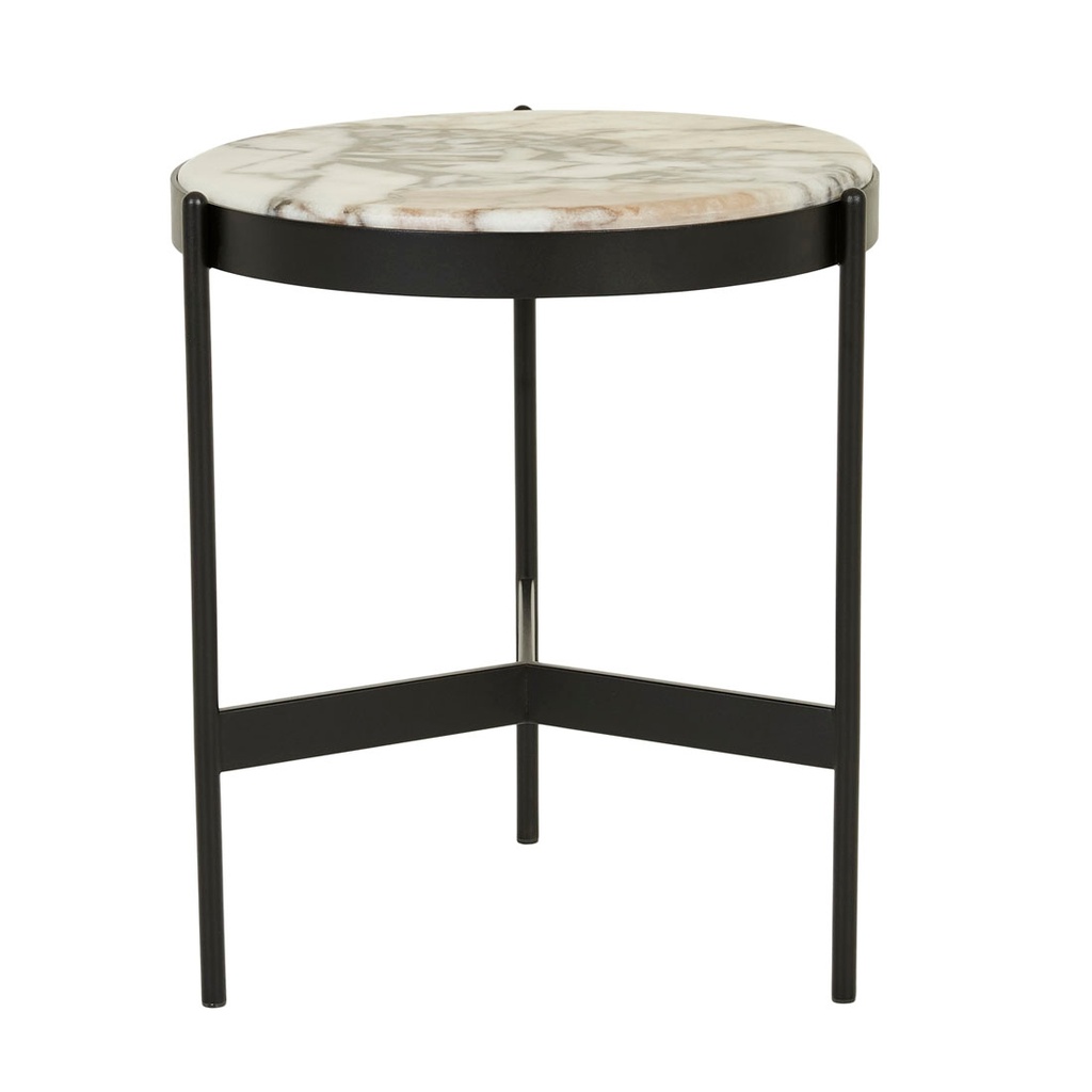 Venus Side Table - Matt Ocean Marble - Black Metal