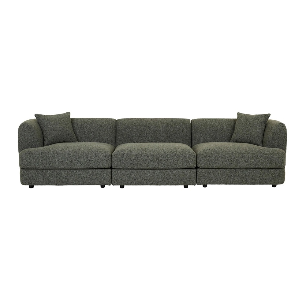 [SOF-MAD-CRV-3S-LARM-CTR-RARM-GNBC] Madrid Curve 3-Seater Sofa - Green Boucle