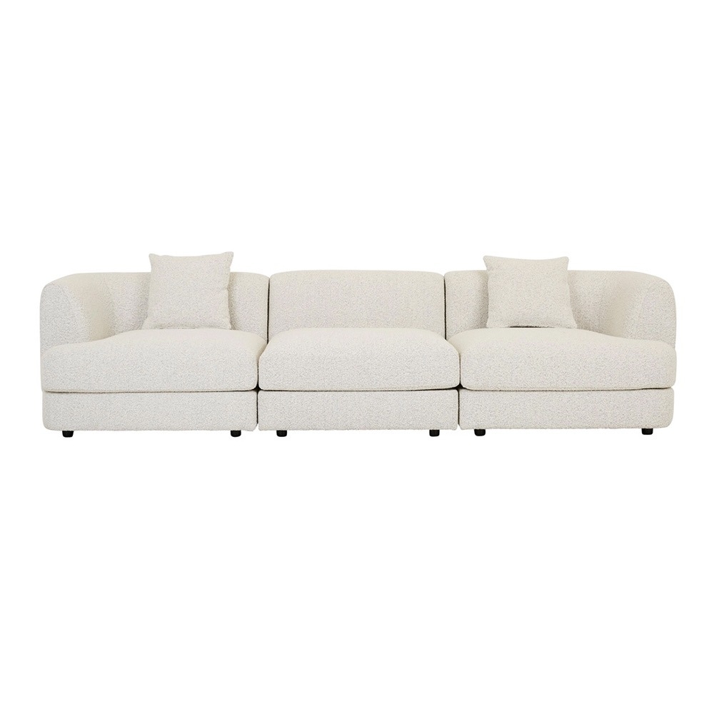[SOF-MAD-CRV-3S-LARM-CTR-RARM-GYSBC] Madrid Curve 3-Seater Sofa - Grey Speckle Boucle