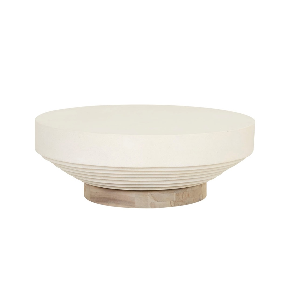 [MAURITIUS-DRUM-COFFEE-TABLE-WHITE-FLECK-AGED-TEAK-CTO-MAUR-DRUM-AGED-TEAK] Mauritius Drum Coffee Table - White Fleck - Aged Teak